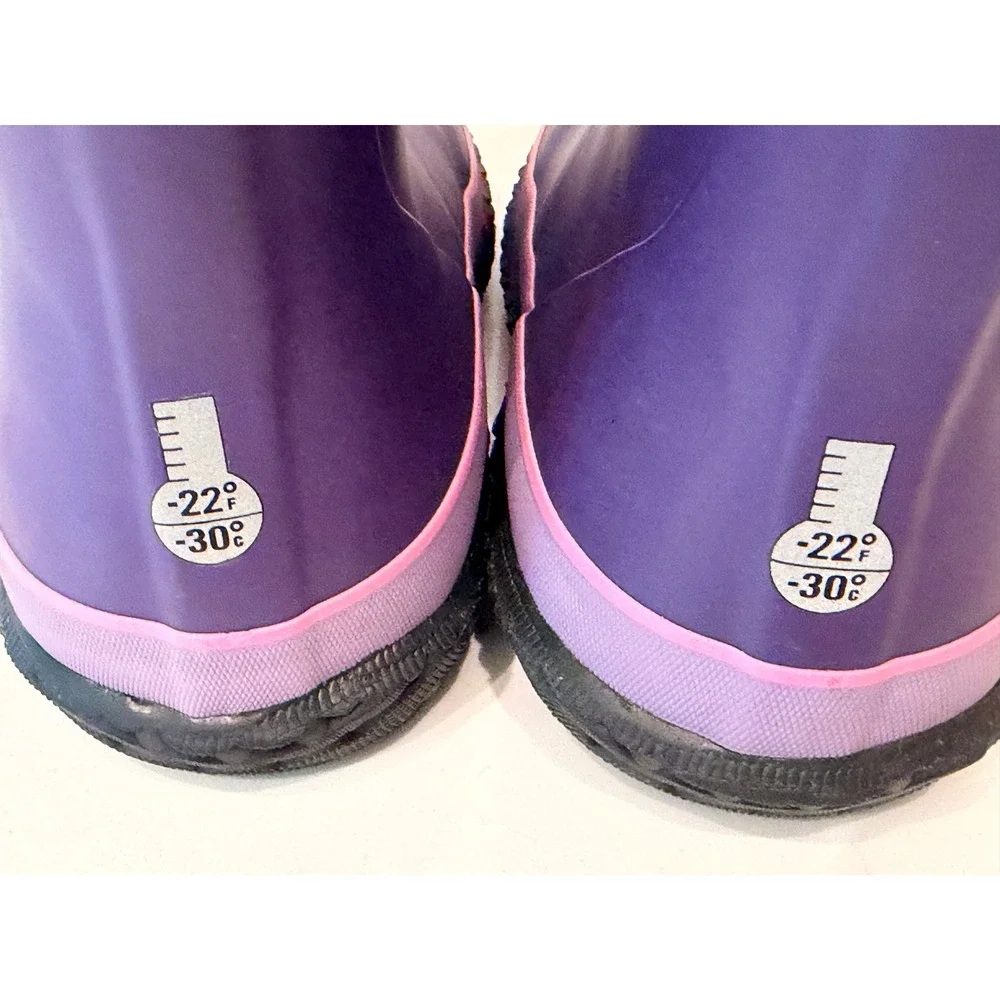 Bogs K Grasp Flowers Youth Girls Purple Floral Insulated Rain Boots Size 5 78759
